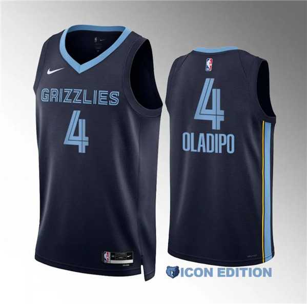 Men%27s Memphis Grizzlies #4 Victor Oladipo Navy Icon Edition Stitched Jersey Dzhi
